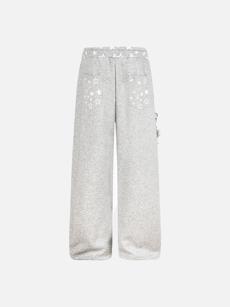 DAXUEN Wide-leg sweatpants with star graphics and keychain