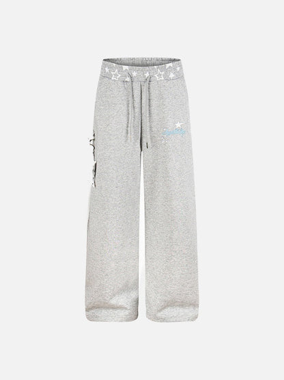 DAXUEN Wide-leg sweatpants with star graphics and keychain
