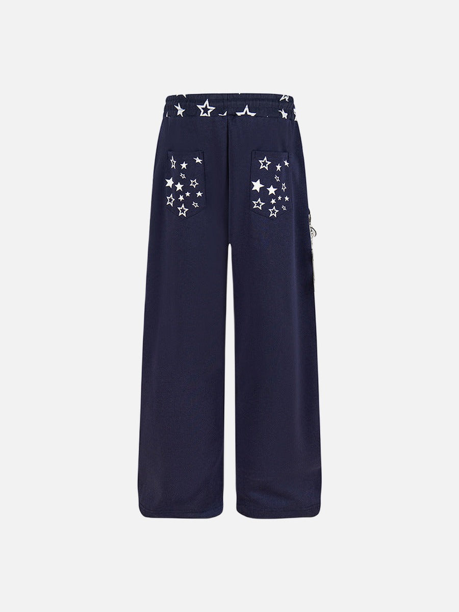 DAXUEN Wide-leg sweatpants with star graphics and keychain