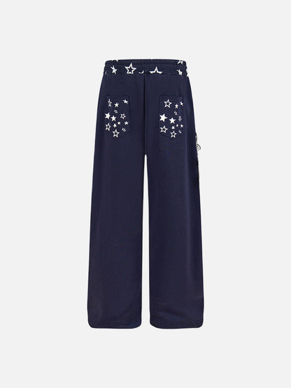 DAXUEN Wide-leg sweatpants with star graphics and keychain
