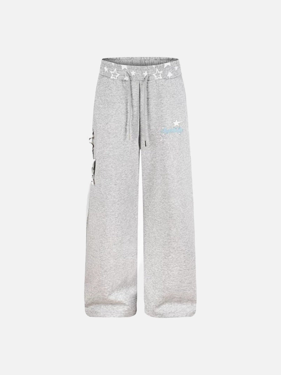DAXUEN Wide-leg sweatpants with star graphics and keychain