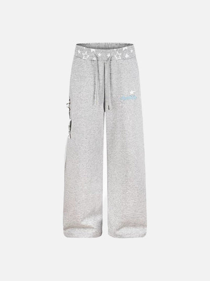 DAXUEN Wide-leg sweatpants with star graphics and keychain