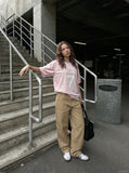 DAXUEN tan wide-leg workwear pants — model photo