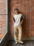 DAXUEN tan wide-leg workwear pants — model photo