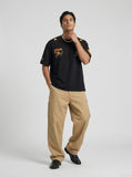 DAXUEN tan wide-leg workwear pants — model photo