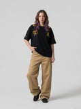 DAXUEN tan wide-leg workwear pants — model photo
