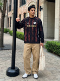 DAXUEN tan wide-leg workwear pants — model photo