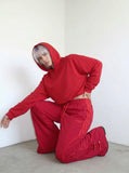 DAXUEN Wide-leg track pants in solid colors — model photo