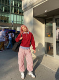 DAXUEN Wide-leg track pants with unique patterns — model photo