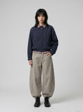 DAXUEN Wide-leg trousers in light khaki color — model photo