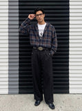 DAXUEN Wide-leg trousers with pleated design and adjustable hem — model photo