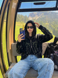 DAXUEN Wide leg vintage wash denim jeans — model photo