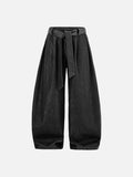Wide-Leg Washed Black Relaxed Pants
