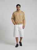 DAXUEN Wide-leg white denim shorts — model photo