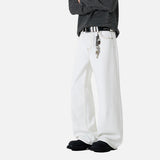 DAXUEN white wide-leg denim trousers with contrast stitching