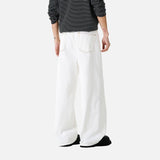 DAXUEN white wide-leg denim trousers with contrast stitching