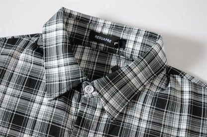Winged Plaid Oversized Black Shirt