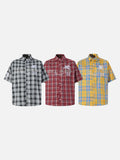 DAXUEN plaid oversized shirt with winged creature embroidery