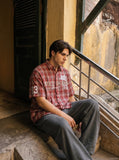 Winged Plaid Oversized Red Shirt