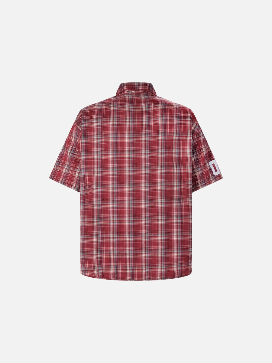 Winged Plaid Oversized Red Shirt