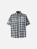 Winged Plaid Oversized Black Shirt