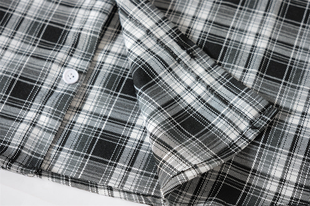 Winged Plaid Oversized Black Shirt