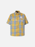 DAXUEN plaid oversized shirt with winged creature embroidery