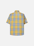DAXUEN plaid oversized shirt with winged creature embroidery