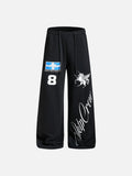 DAXUEN grey wide-leg sweatpants with winged horse and cross graphics