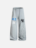 DAXUEN grey wide-leg sweatpants with winged horse and cross graphics