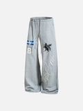 DAXUEN grey wide-leg sweatpants with winged horse and cross graphics