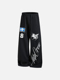 DAXUEN grey wide-leg sweatpants with winged horse and cross graphics
