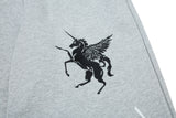DAXUEN grey wide-leg sweatpants with winged horse and cross graphics
