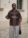 DAXUEN Short-sleeved striped polo shirt with graphics — model photo