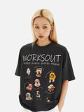 DAXUEN Oversized Cartoon Dogs Graphic Tee