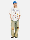 DAXUEN Oversized Cartoon Dogs Graphic Tee