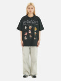 DAXUEN Oversized Cartoon Dogs Graphic Tee