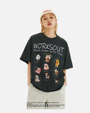 DAXUEN Oversized Cartoon Dogs Graphic Tee