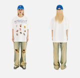 DAXUEN Oversized Cartoon Dogs Graphic Tee