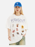 DAXUEN Oversized Cartoon Dogs Graphic Tee