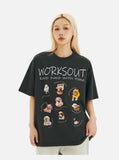 DAXUEN Oversized Cartoon Dogs Graphic Tee