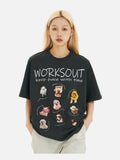 DAXUEN Oversized Cartoon Dogs Graphic Tee