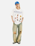 DAXUEN Oversized Cartoon Dogs Graphic Tee