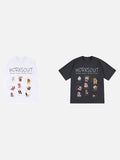 DAXUEN Oversized Cartoon Dogs Graphic Tee