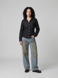 DAXUEN light blue worn vintage wide-leg jeans — model photo