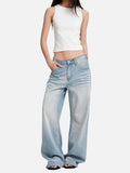 DAXUEN light blue faded wide-leg denim jeans