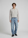 DAXUEN light blue faded wide-leg denim jeans — model photo