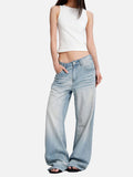 DAXUEN light blue faded wide-leg denim jeans