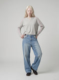 DAXUEN light blue faded wide-leg denim jeans — model photo