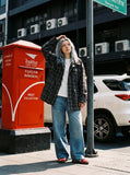 DAXUEN light blue baggy vintage denim pants — model photo
